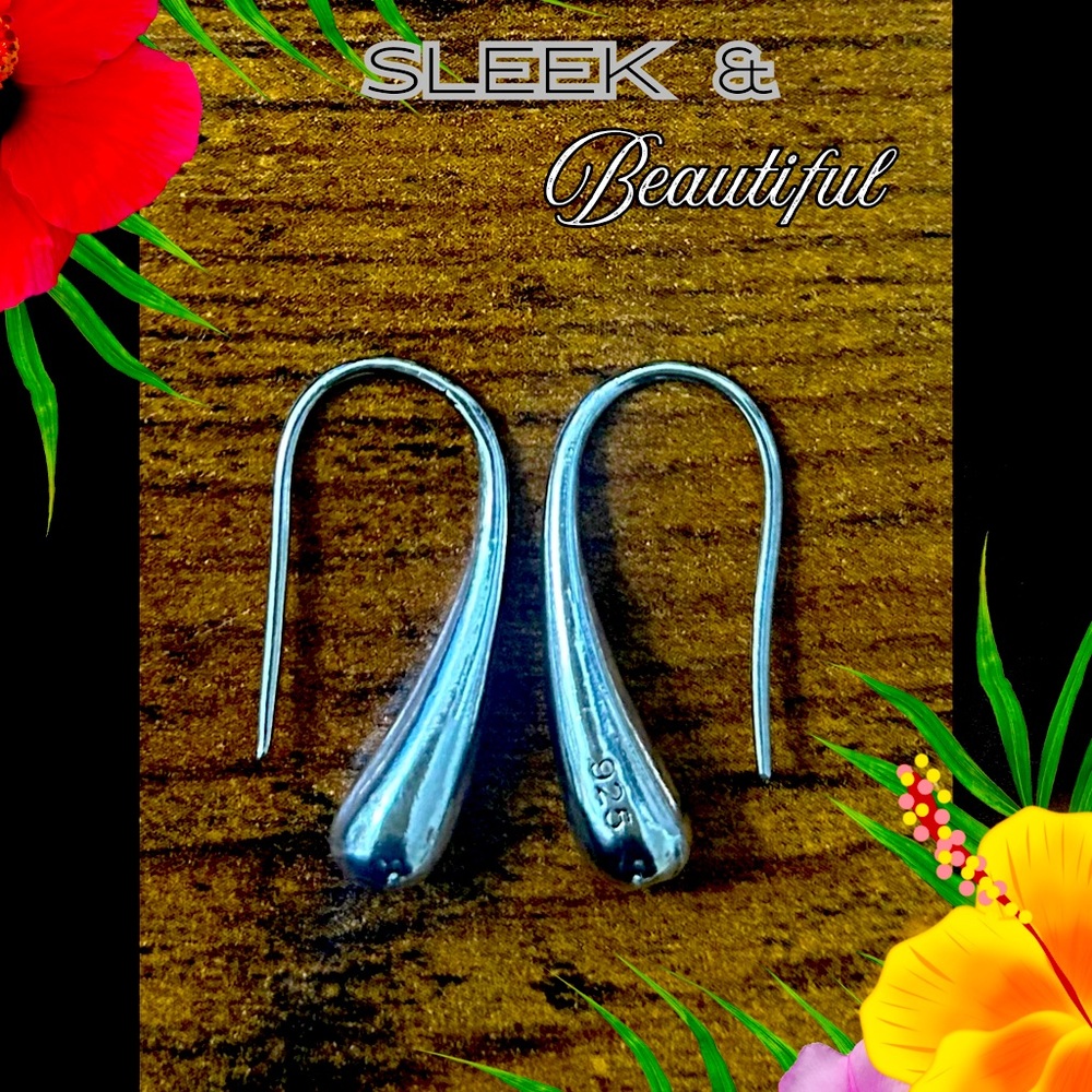 STERLING SILVER SLEEK “TEAR DROPS”.